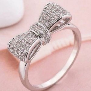 White Sapphire 925 Silver Bow Tie Ring